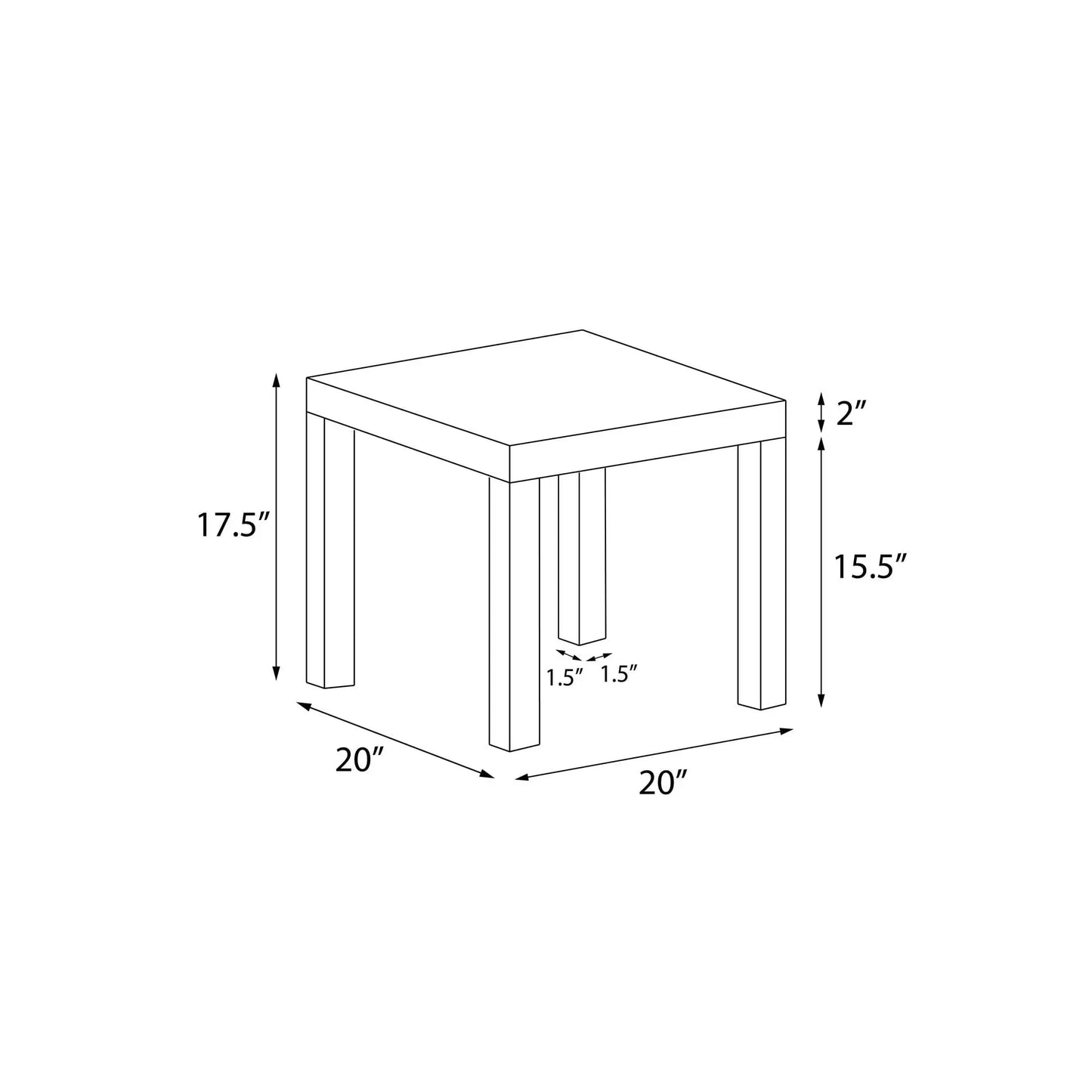 Parsons End Table, White\Black Oak\Canyon Walnut mesa table side living room furniture