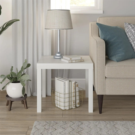 Parsons End Table, White\Black Oak\Canyon Walnut mesa table side living room furniture